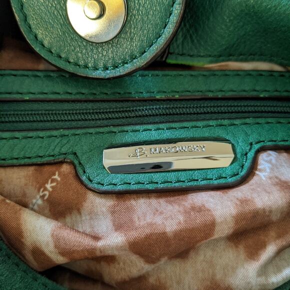 B. Makowsky Green Suede Hobo Shoulder Bag - Picture 8 of 11